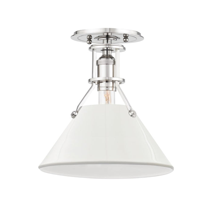 Hudson Valley Painted No.2 1 Light Semi Flush, Nickel/White/White - MDS353-PN-OW