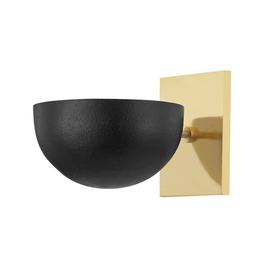 Hudson Valley Wells 1 Light Wall Sconce, Brass/Black Plaster - MDS405-AGB-BP