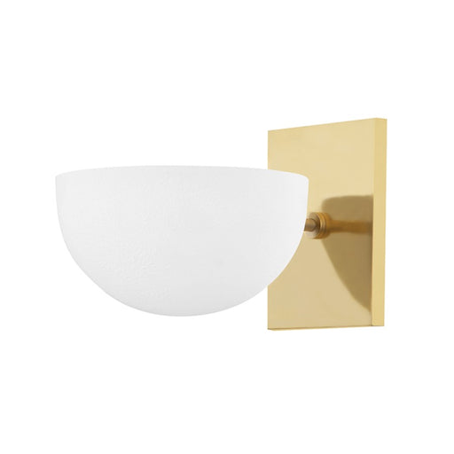 Hudson Valley Wells 1 Light Wall Sconce, Brass/White Plaster - MDS405-AGB-WP