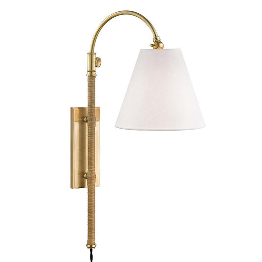 Curves Adjustable Sconce, Brass/Off White Linen