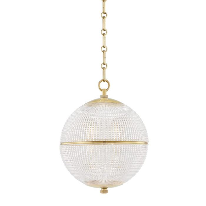 Hudson Valley Sphere No. 3 1 Light Small Pendant, Aged Brass - MDS800-AGB