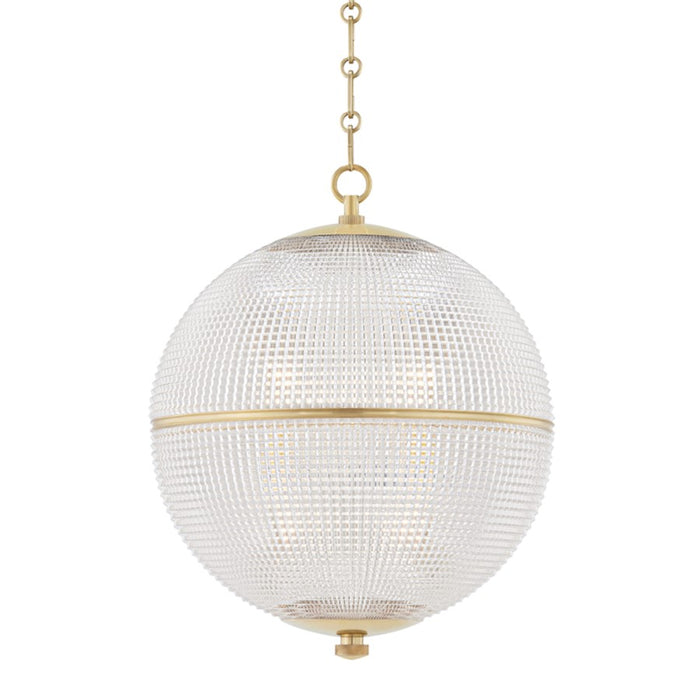 Hudson Valley Sphere No. 3 1 Light Large Pendant, Aged Brass - MDS801-AGB