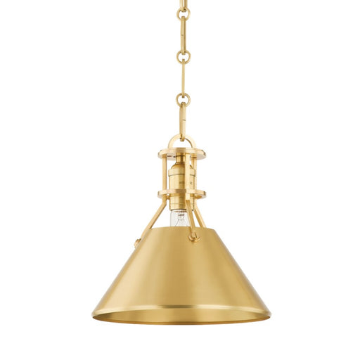 Hudson Valley Metal No. 2 1 Light 9" Pendant, Aged Brass - MDS951-AGB