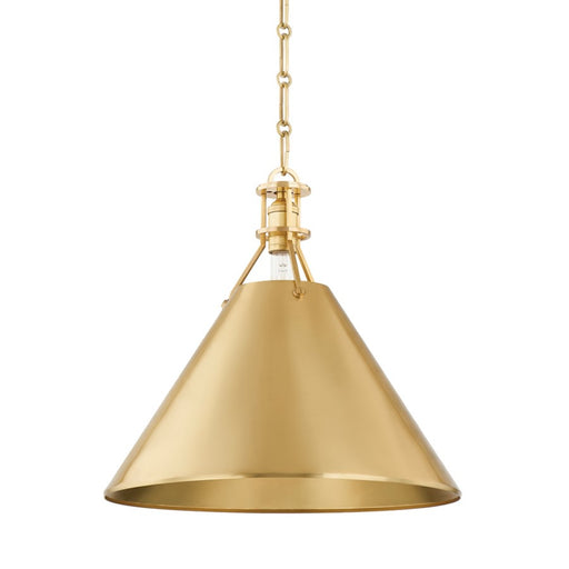 Hudson Valley Metal No. 2 1 Light 15" Pendant, Aged Brass - MDS952-AGB