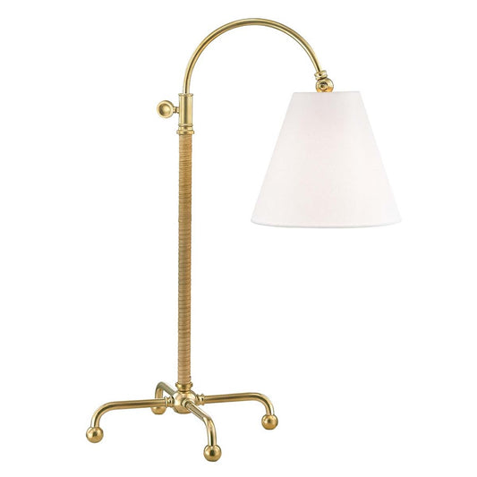 Hudson Valley Curves 1-Light Floor Lamp, Brass/Off-White Linen