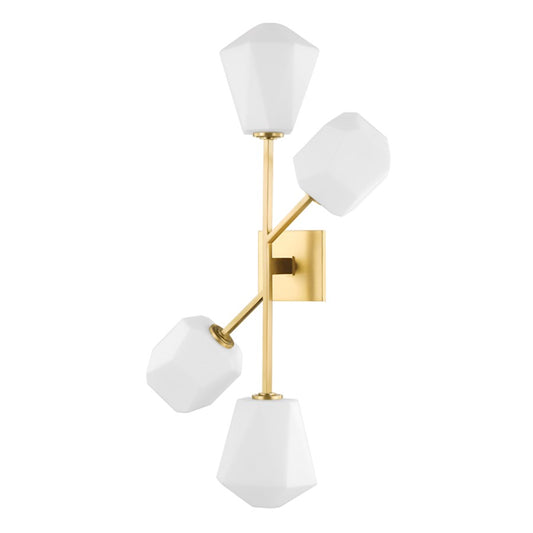 Hudson Valley Tring 4 Light Wall Sconce in Aged Brass/White - PI1894104-AGB