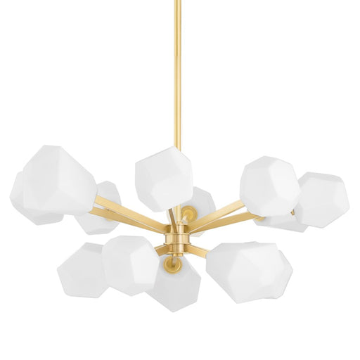 Hudson Valley Tring 13 Light Chandelier in Aged Brass/White - PI1894813-AGB