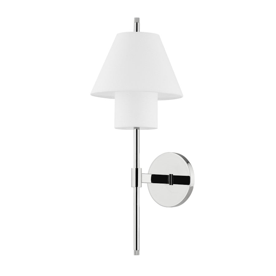 Hudson Valley Glenmoore 1 Light Wall Sconce, Nickel/White - PI1899101-PN