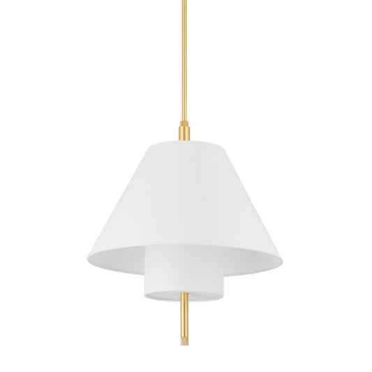 Hudson Valley Glenmoore 1 Light Pendant in Aged Brass/White - PI1899701-AGB