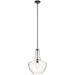 Kichler Everly 19.75" 1 Light Bell Pendant, Clear Glass Black - 42046BK