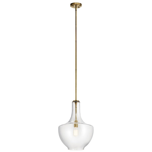 1 Light 20" Pendant, Natural Brass