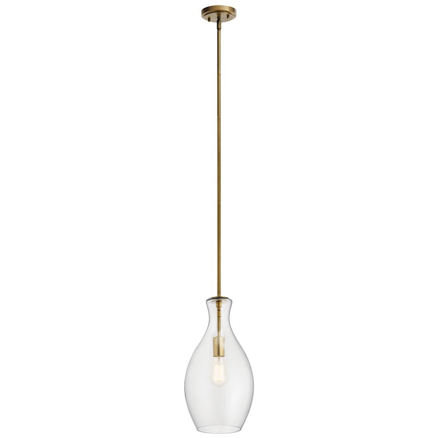 1 Light 18" Mini Pendant, Natural Brass