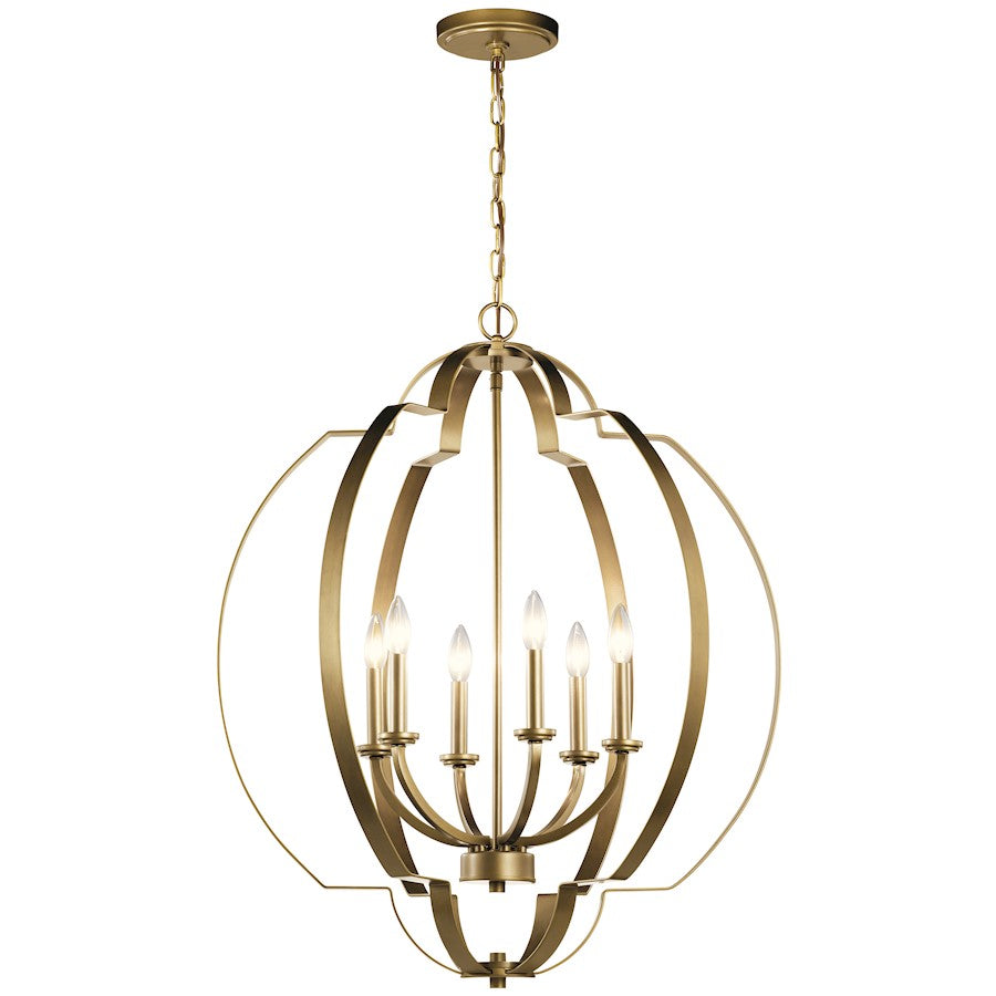 Kichler Voleta 27.75" 6 Light Foyer Chandelier, Natural Brass - 42139NBR