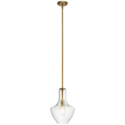 1 Light Pendant, Natural Brass