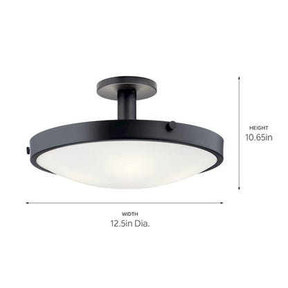 Kichler Lytham 4 Light Semi Flush Mount, Black/Frosted