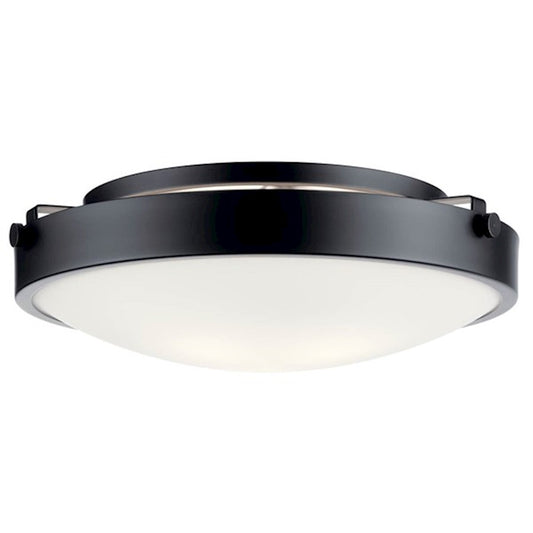 Kichler Lytham 3 Light Flush Mount, Black/Frosted - 42275BK