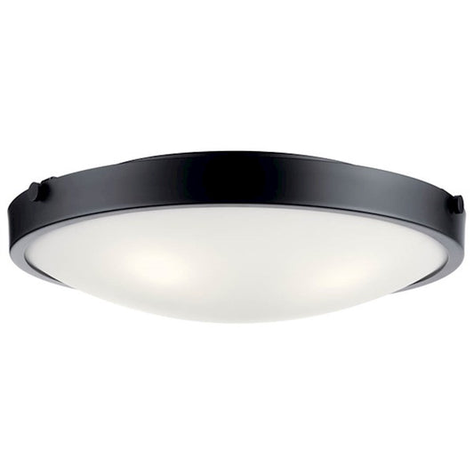 Kichler Lytham 4 Light Flush Mount, Black/Frosted - 42276BK