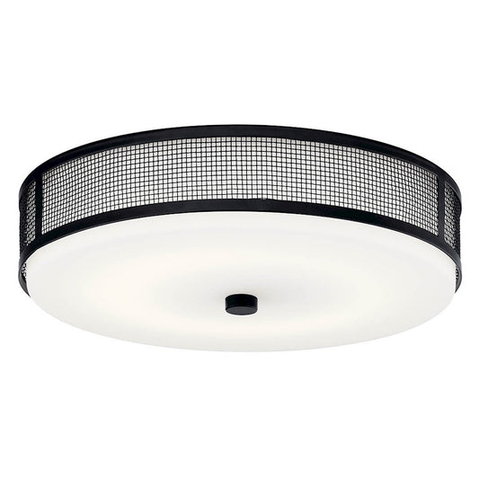 Kichler Ceiling Space 1 Light Flush Mount LED, Black/Opal Etched - 42379BKLEDR