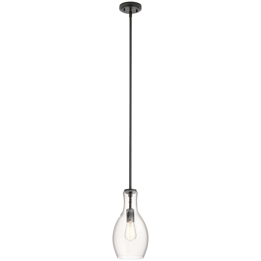 Kichler Everly 13.75" 1 Light Hour Glass Pendant, Clear Black - 42456BK