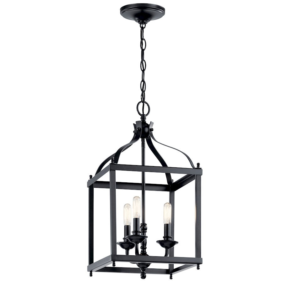 3 Light Foyer Pendant, Black