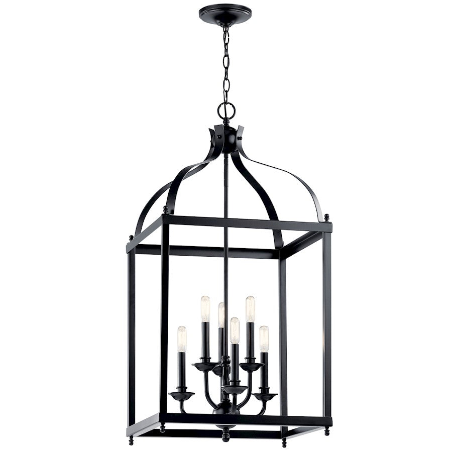 6 Light Foyer Chandelier, Black