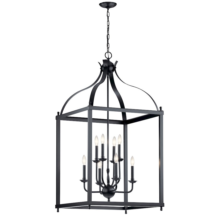 8 Light Foyer Chandelier, Black