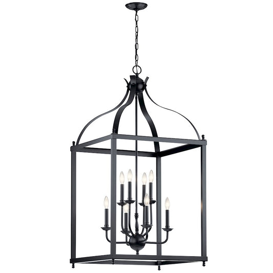 8 Light Foyer Chandelier, Black