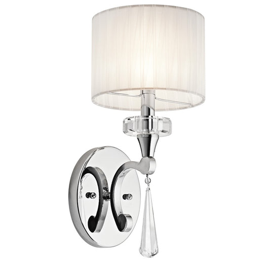 Parker Point 1 Light Sconce, Chrome/Organza