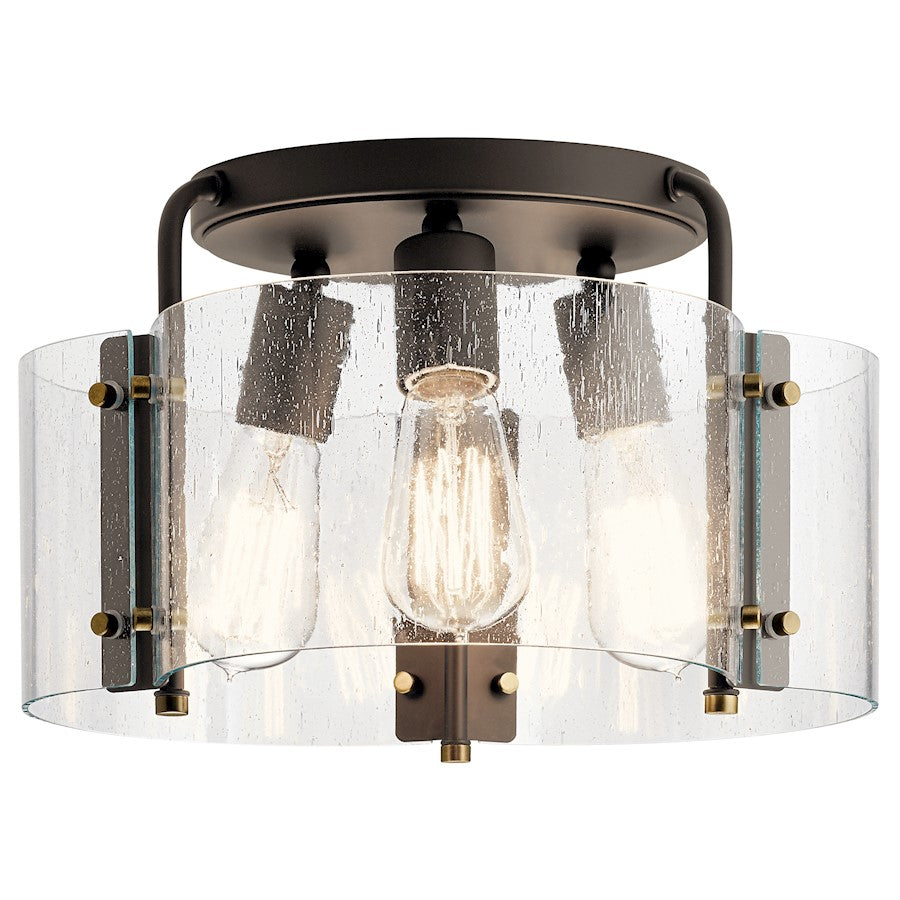 Kichler 3 Light Vintage Industrial Semi Flush Light