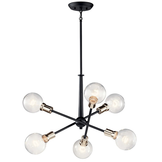 6 Light Chandelier, Black