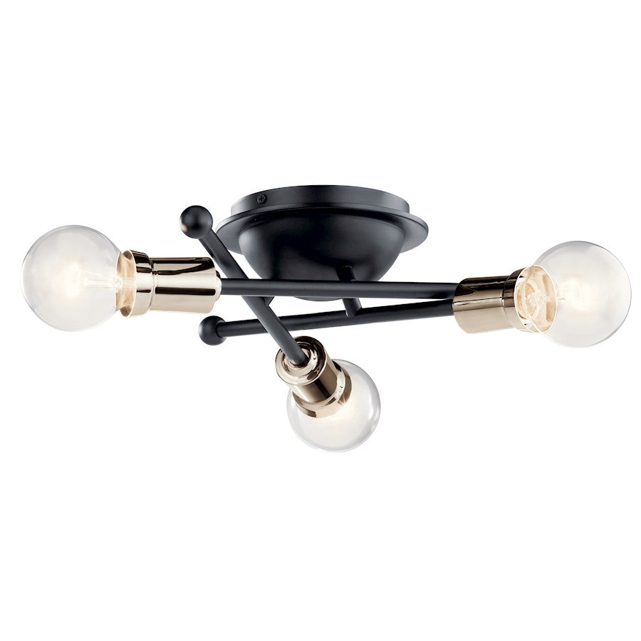 Kichler Armstrong 3 Light Flush Mount, Black