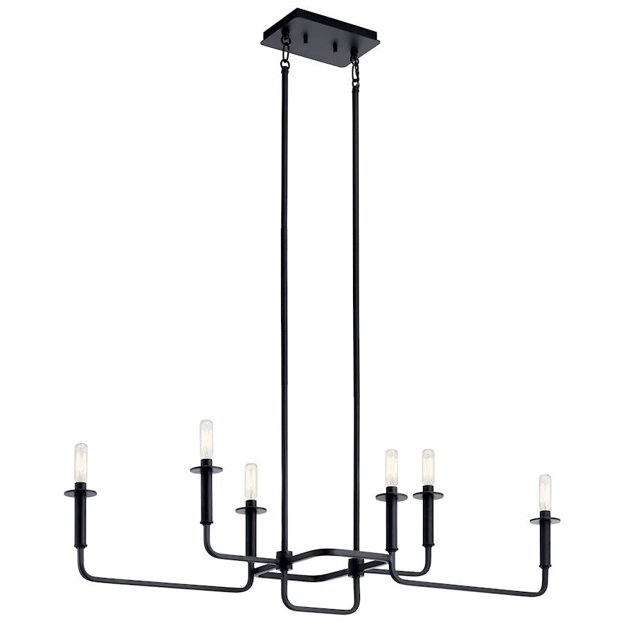 6 Light Linear Chandelier, Black