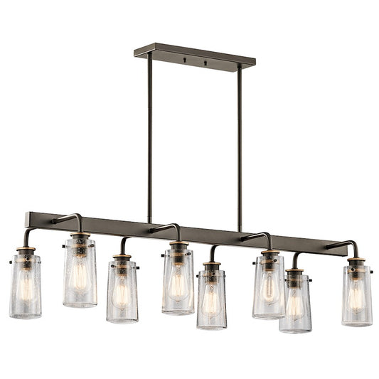 8 Light Linear Chandelier, Olde Bronze