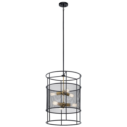 6 Light Foyer Pendant, Black