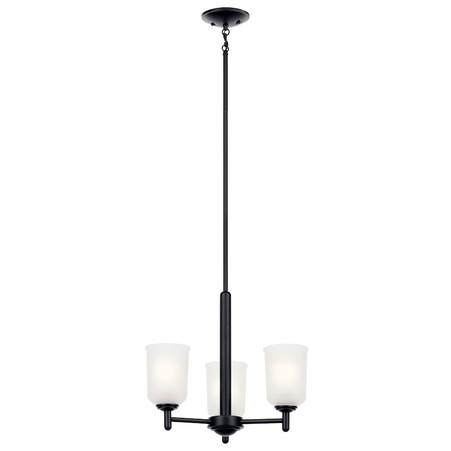 Kichler Shailene 3 Light Mini Chandelier, Black/Satin Etched - 43670BK