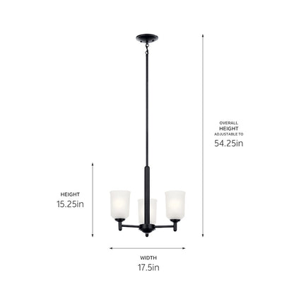 3 Light Mini Chandelier, Black