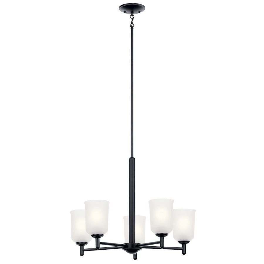 Kichler Shailene 5 Light Chandelier, Black/Satin Etched - 43671BK