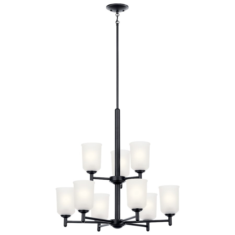 Kichler Shailene 9 Light Chandelier, Black/Satin Etched - 43672BK