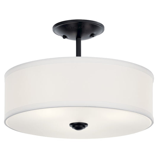 Kichler Shailene 3 Light Semi Flush Mount, Black/Satin Etched - 43675BK