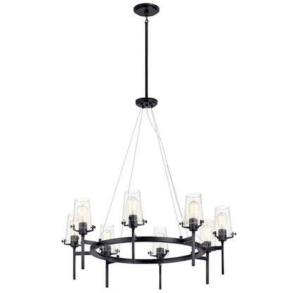 Kichler Alton 8 Light Chandelier, Black/Seeded - 43695BK