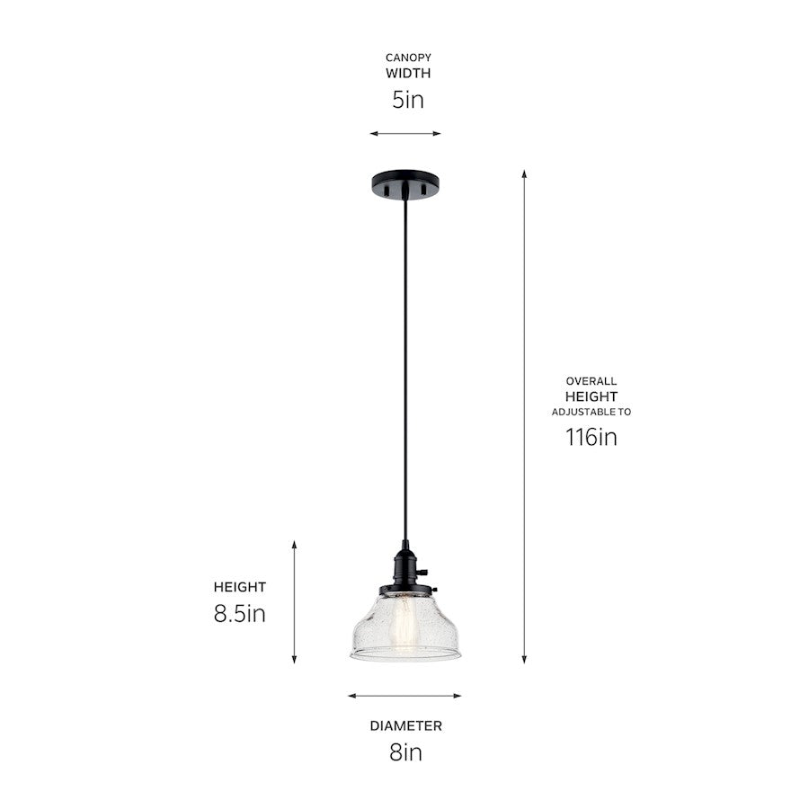 1 Light Mini Pendant, Black