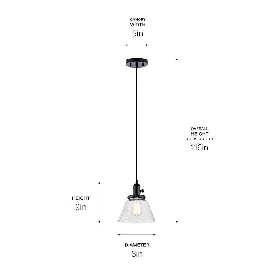 1 Light Mini Pendant, Black