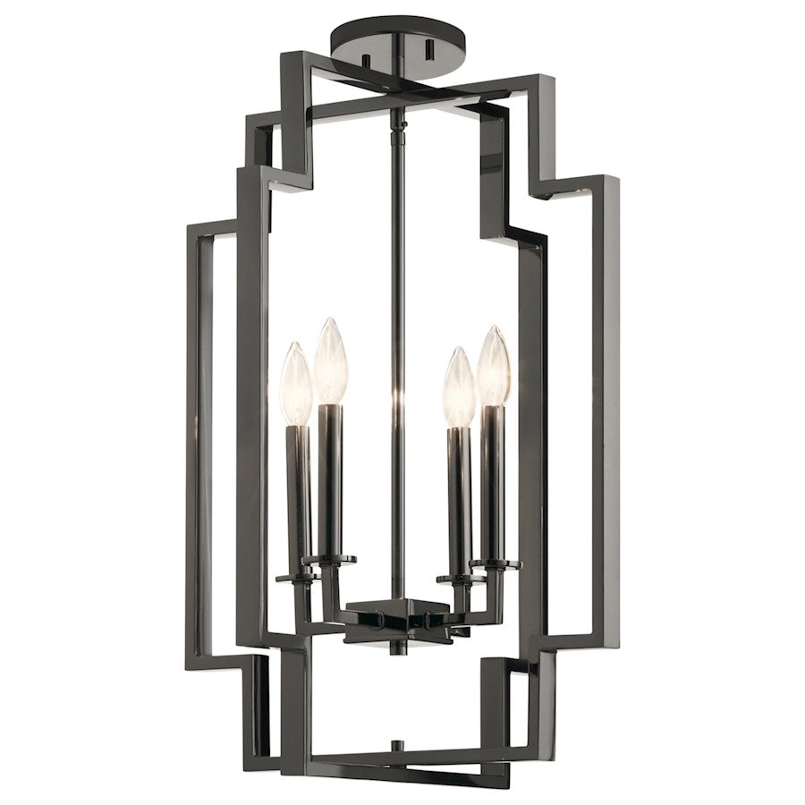 Kichler Downtown Deco Large 4 Light Foyer Pendant, Midnight Chrome