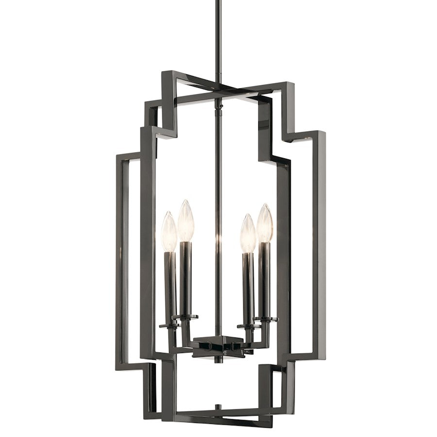 Kichler Downtown Deco Large 4 Light Foyer Pendant, Midnight Chrome