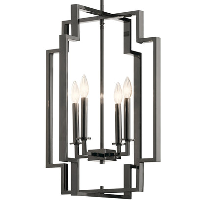 Kichler Downtown Deco Large 4 Light Foyer Pendant, Midnight Chrome