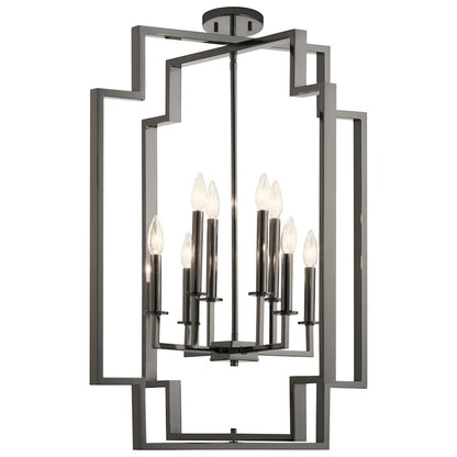 Kichler Downtown Deco 8 Light Foyer Chandelier, Midnight Chrome