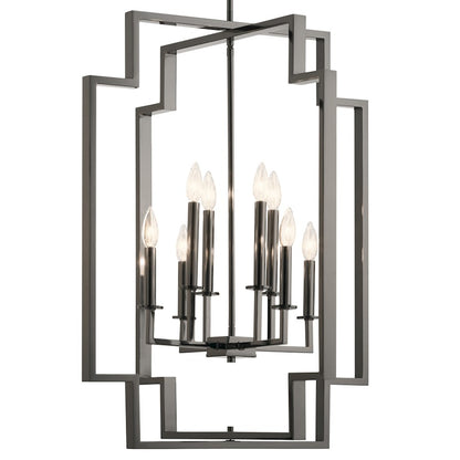 Kichler Downtown Deco 8 Light Foyer Chandelier, Midnight Chrome