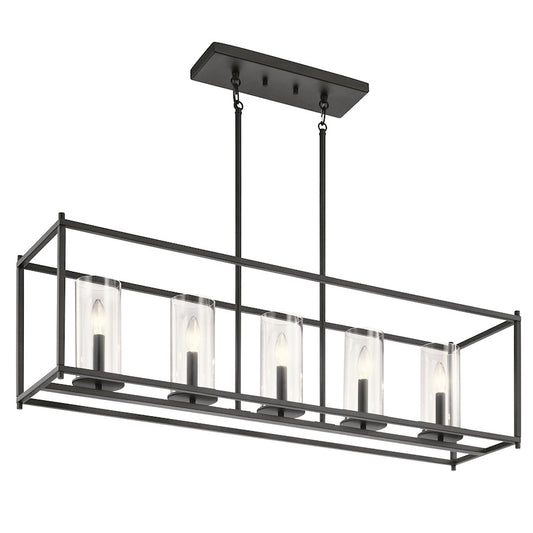 Kichler Crosby 5 Light Linear Chandelier, Black - 43995BK