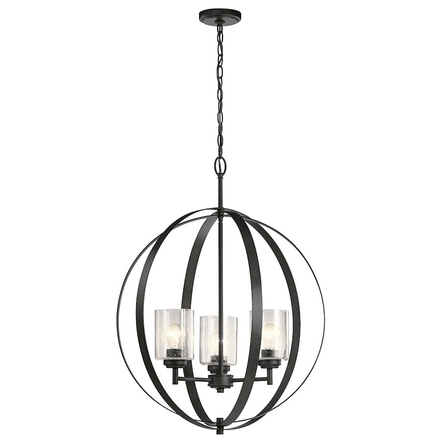 Kichler Winslow 3 Light Chandelier, Black - 44034BK