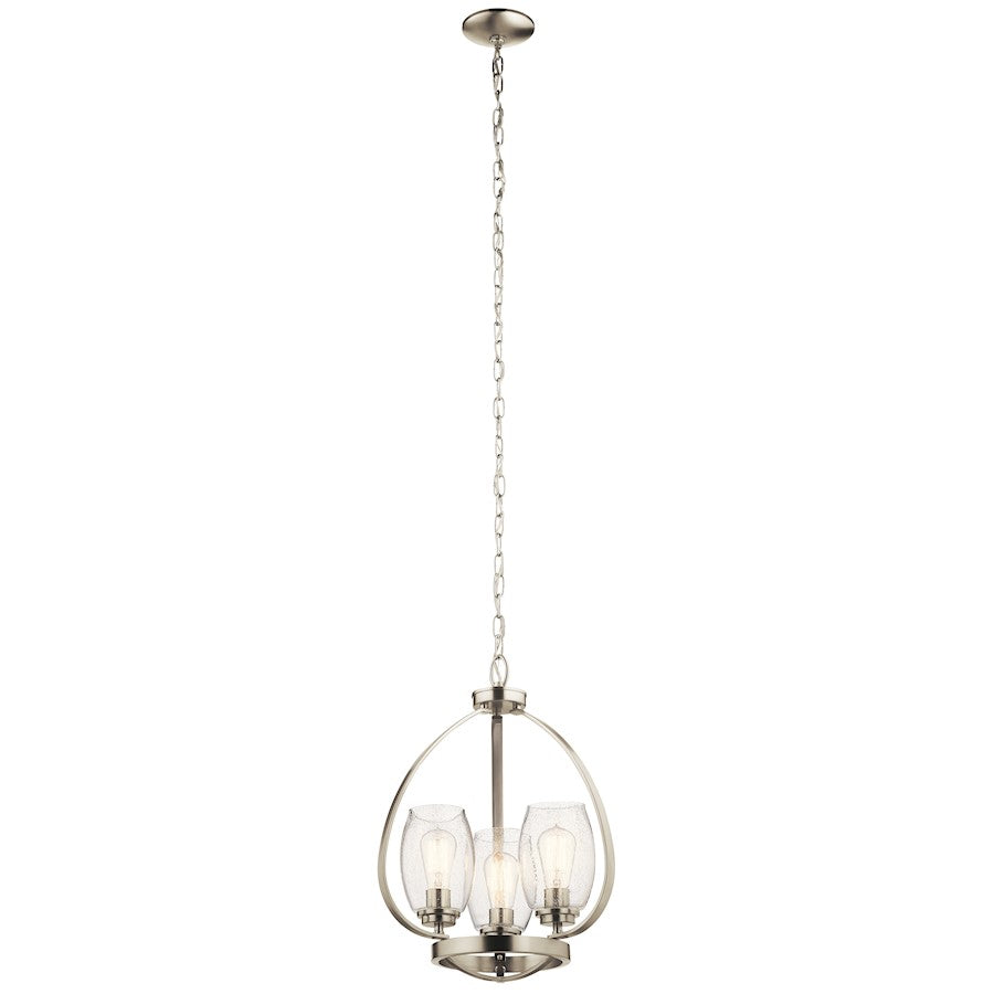 Kichler Tuscany 21" 3 Light Mini Chandelier, Seeded Glass, Nickel - 44059NI